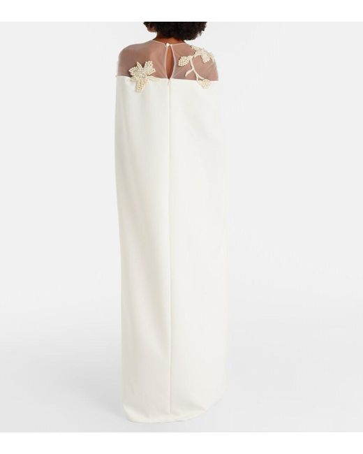 Safiyaa White Bridal Ambere Embellished Crepe Gown