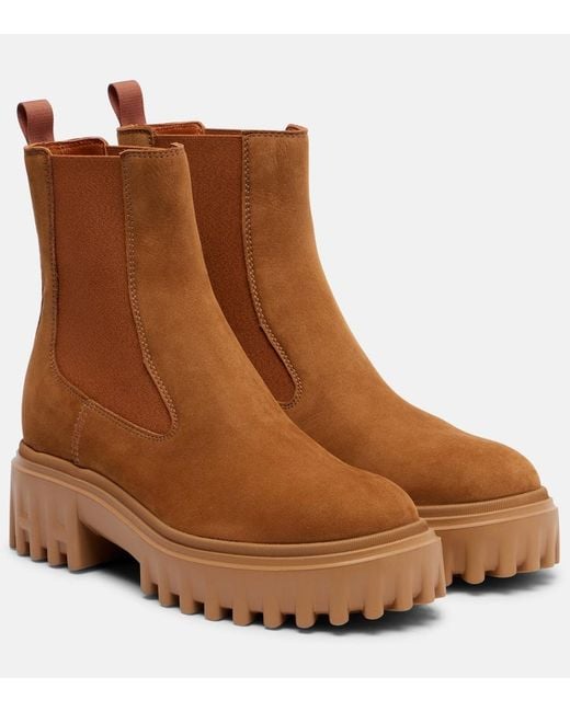 Hogan Brown H700 Suede Chelsea Boots