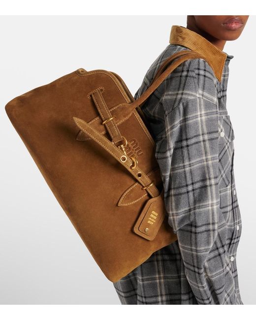 Miu Miu Brown Adventure Suede Tote Bag