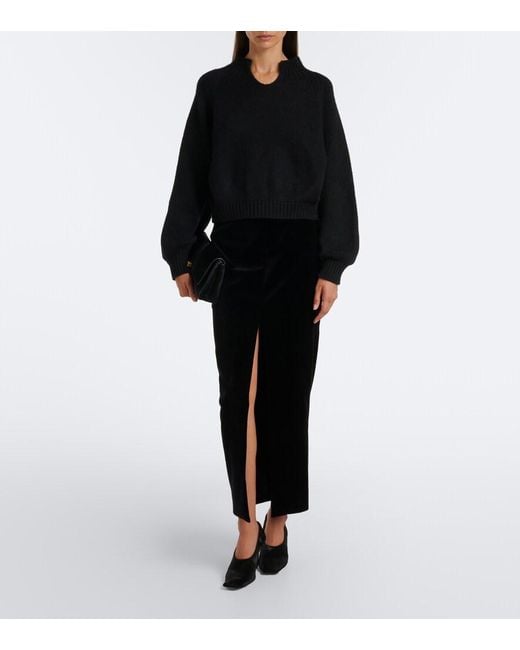 Khaite Black Cropped Cashmere Sweater