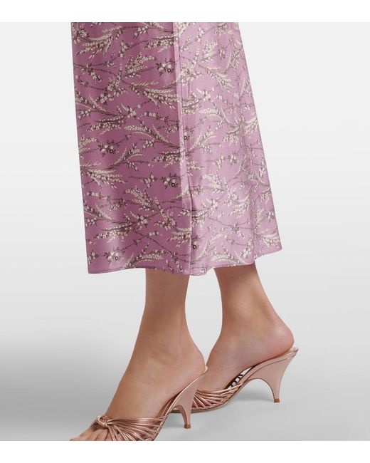 Veronica Beard Pink Gemma Floral Silk-Blend Satin Midi Dress