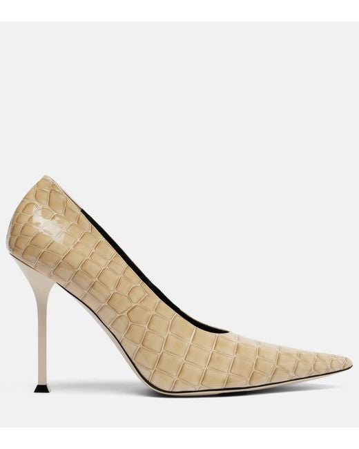 Christen Natural Helix Croc-Effect Patent Leather Pumps