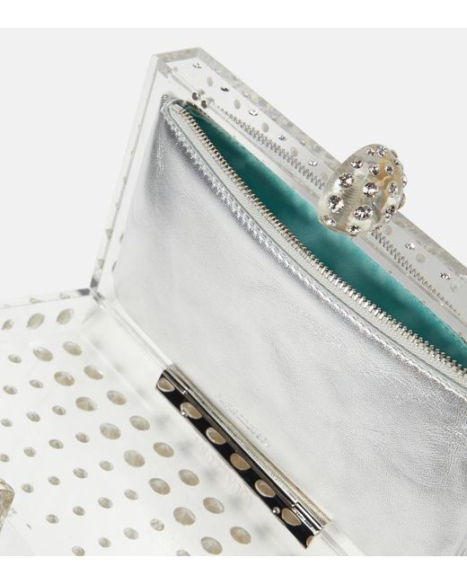 Aquazzura Metallic Tequila Crystal-Embellished Clutch