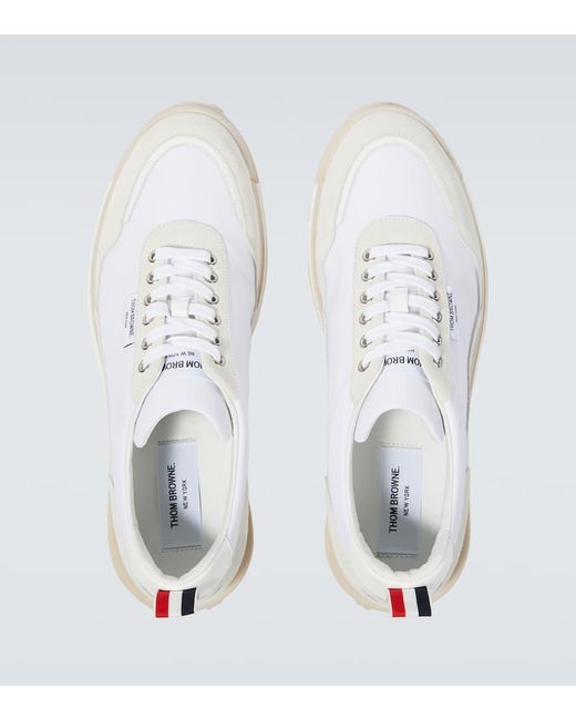 Thom Browne White Leather-trimmed Sneakers for men