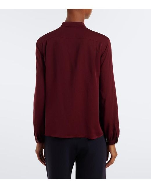 Max Mara Purple Tie-Neck Silk Blouse