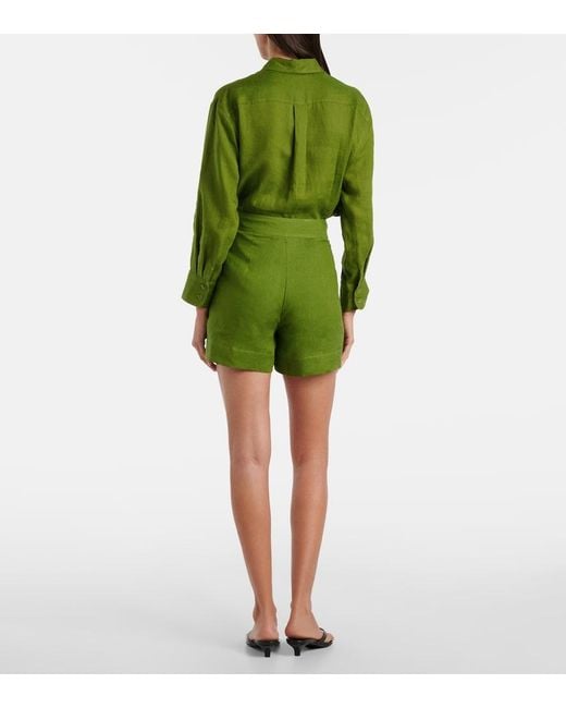 Eres Green Correct High-Rise Linen Shorts