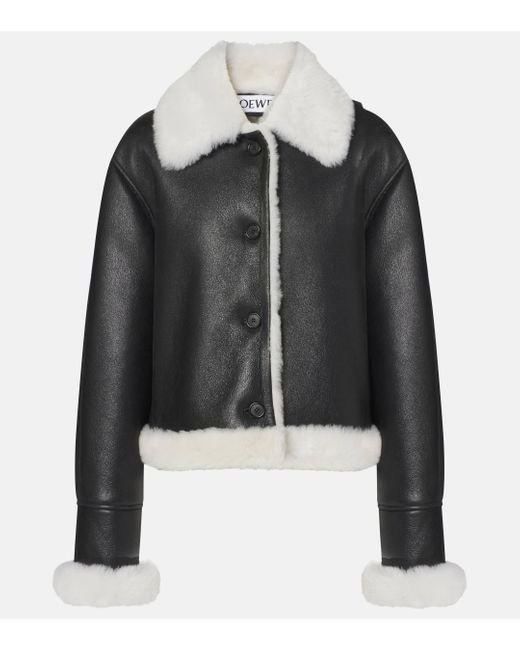 Loewe Black Shearling-Lined Leather Jacket