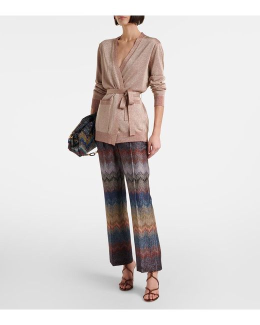 Pantaloni Flared Con Lame A Zig-Zag di Missoni in Gray