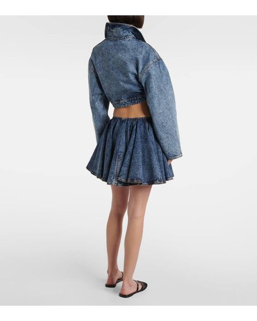 Alaïa Blue Cropped-Jeansjacke