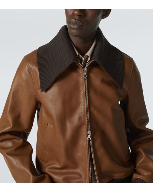 Our Legacy Pharos Leather Bomber Jacket in Brown for Men | Lyst