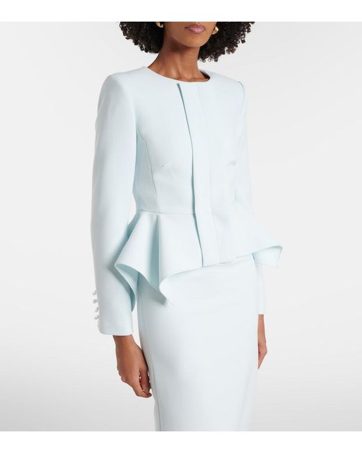 Roland Mouret Blue Peplum Crepe Blazer