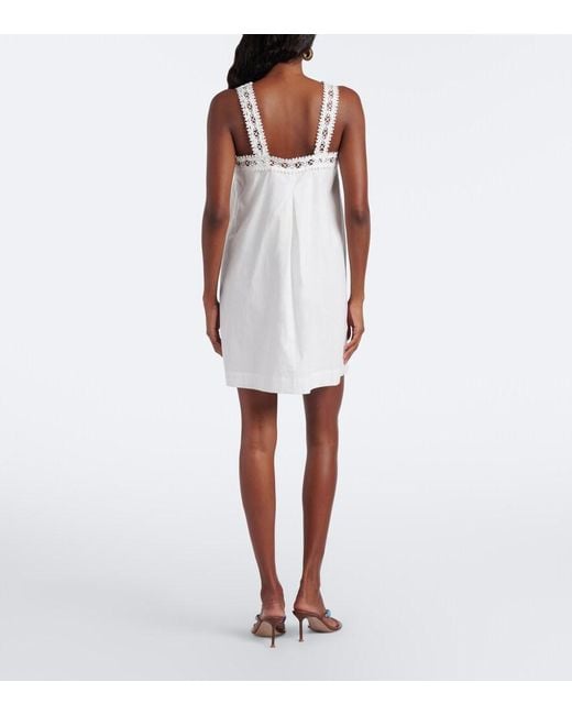 Posse White Veda Crochet-Trimmed Cotton Minidress