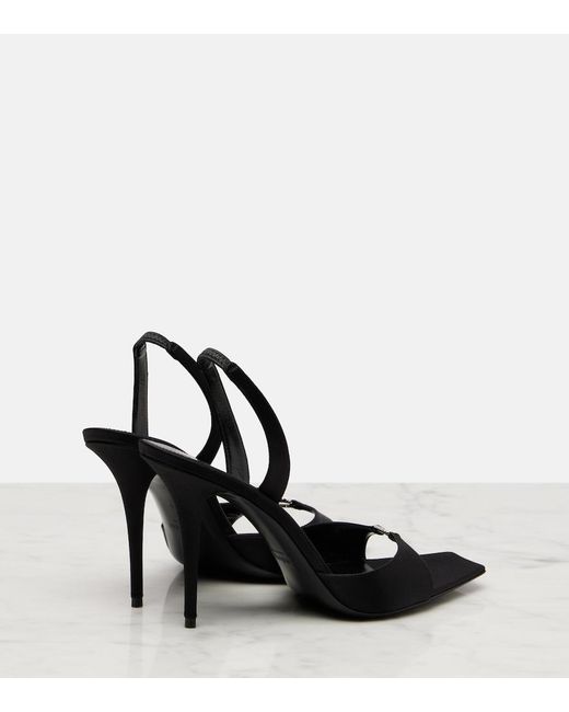 Saint Laurent Black Daisy 95 Embellished Crepe Satin Sandals