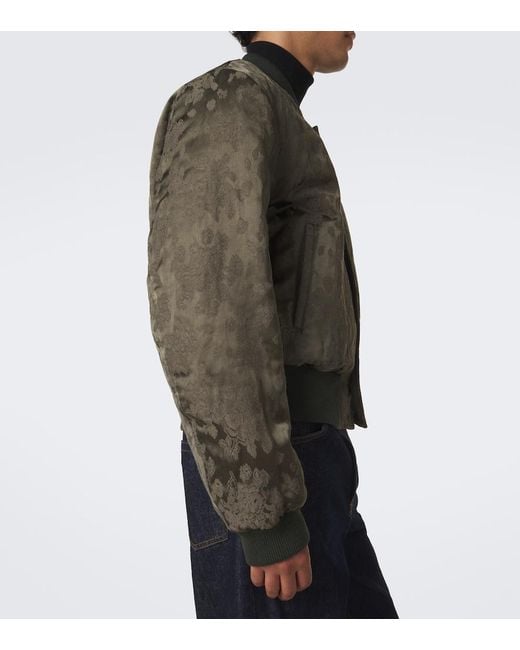 Dries Van Noten Green Jacquard Bomber Jacket for men