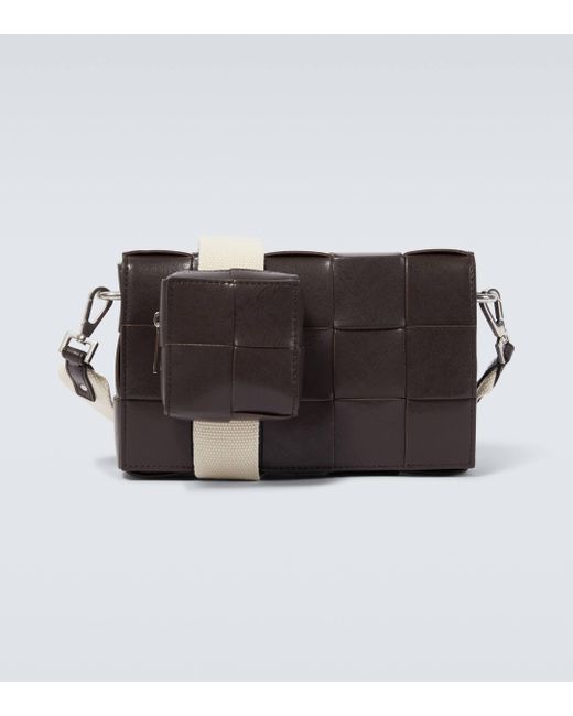 Bottega Veneta Black Cassette Medium Leather Shoulder Bag for men
