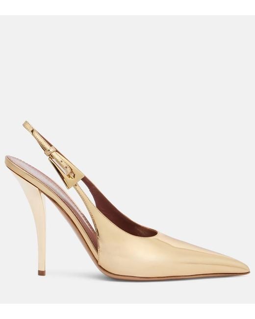 Paris Texas Natural Slingback-Pumps Jessica 105 Aus Metallic-Leder