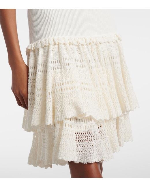 Polo Ralph Lauren White Crochet Ribbed-Knit Minidress
