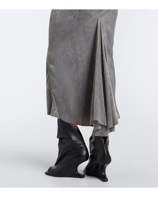 Rick Owens Gray Seb Draped Velvet Midi Dress