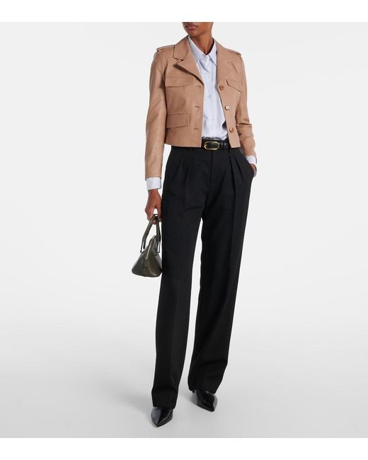 Dorothee Schumacher Natural Sleek Statement Cropped Leather Jacket