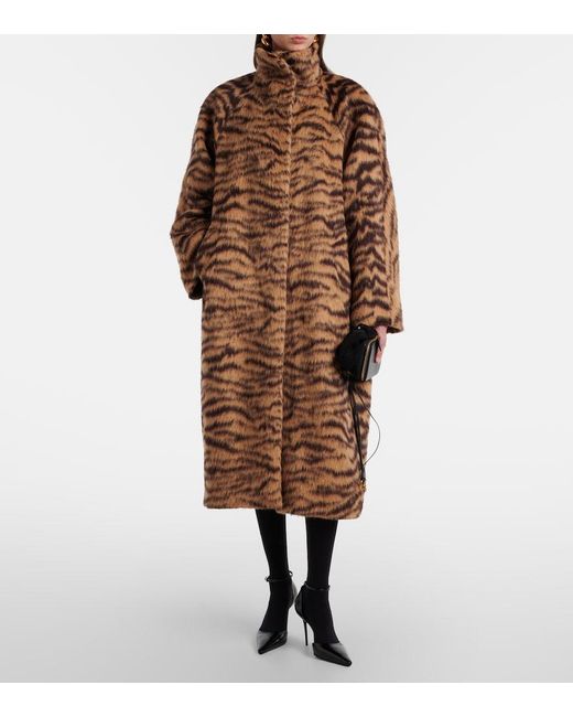 Alaïa Brown Wool-Blend Jacquard Coat