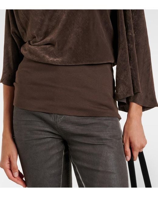 Rick Owens Brown Draped Crepe Top