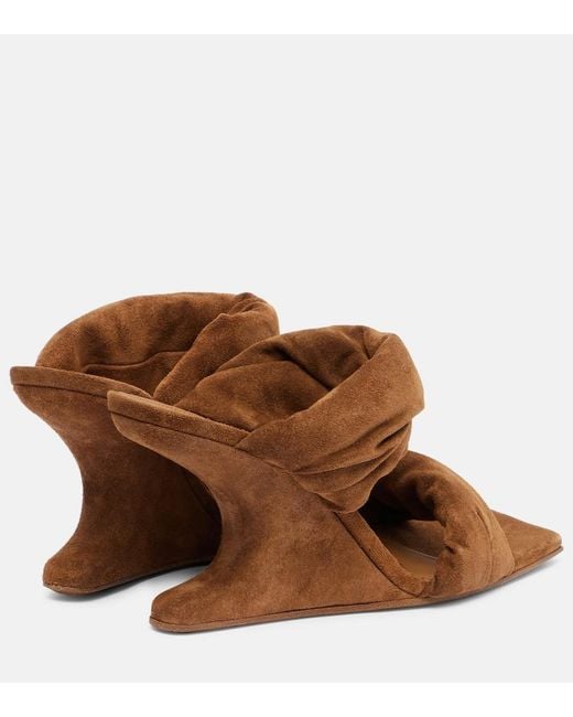 Rick Owens Brown Twisted Cantilever 80 Suede Mules