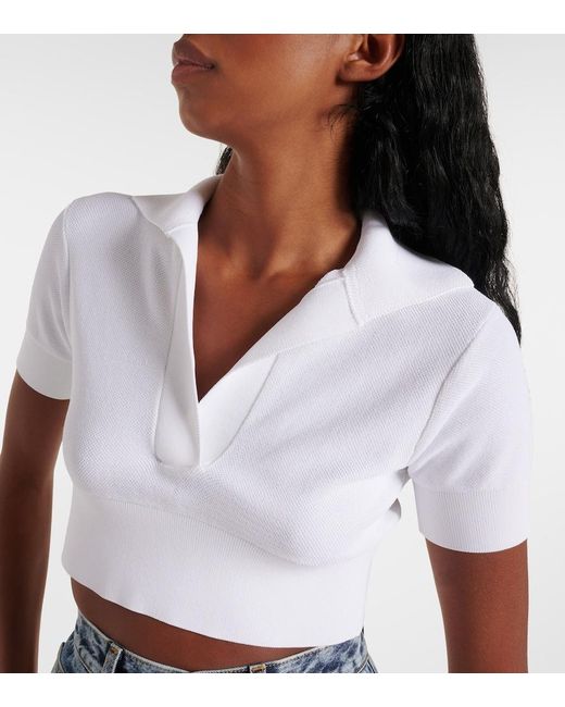 Alaïa White Cropped Knit Top