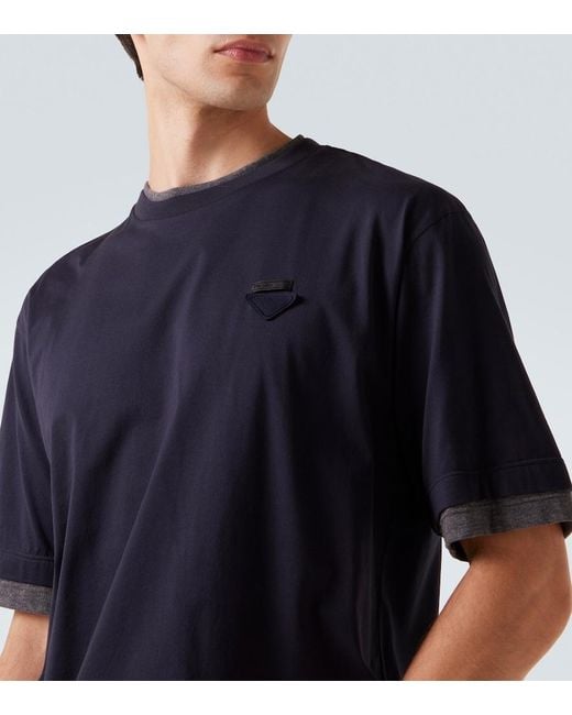 Prada Blue Cotton Jersey T-Shirt for men