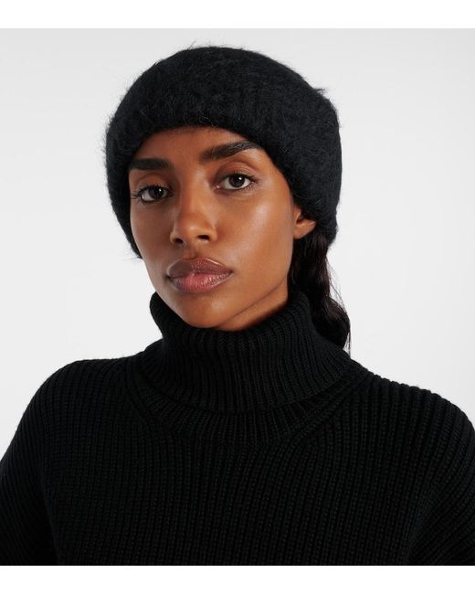 Totême Black Alpaca Wool-Blend Beanie