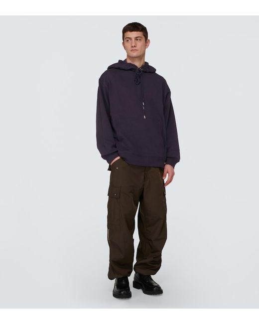 Dries Van Noten Blue Cotton Jersey Hoodie for men