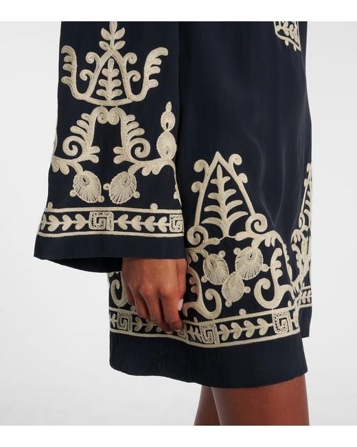 Isabel Marant Blue Bestickte Tunika Fadeli Aus Crepe