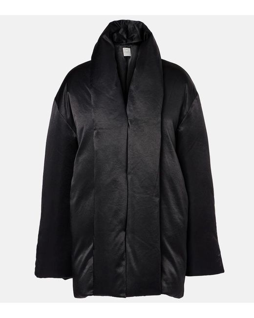 Totême Black Satin Puffer Jacket