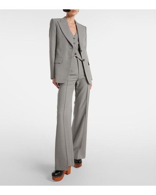 Chloé Gray Wool Flared Pants