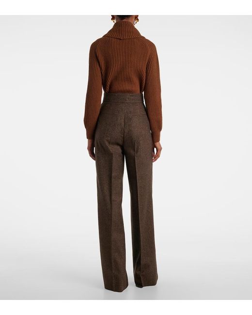 Max Mara Brown Virgin Wool Straight Pants