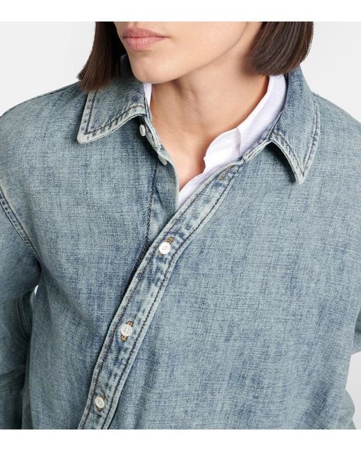 Loewe Blue Draped Belted Denim Shirt