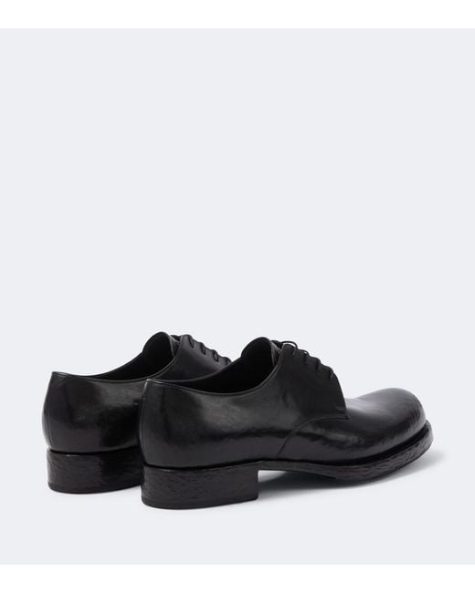 Prada Black Leather Derby Shoes for men