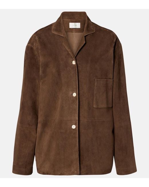 The Row Brown Janine Suede Shirt