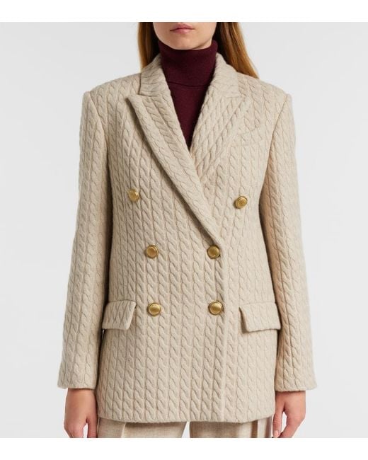 Brunello Cucinelli Natural Monili Cable-Knit Cashmere Blazer