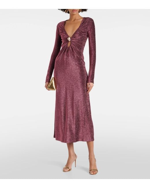 Johanna Ortiz Purple Cutout Lurex® Midi Dress