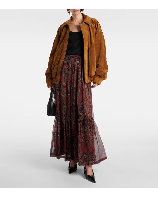 Veste Bomber En Daim Saint Laurent en coloris Brown