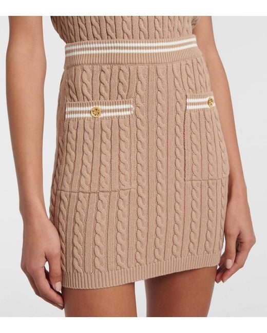 Alessandra Rich Natural Cable-Knit Cotton Miniskirt