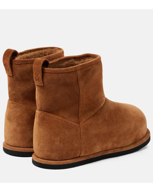 AMINA MUADDI Brown Heidi Shearling-Lined Suede Ankle Boots