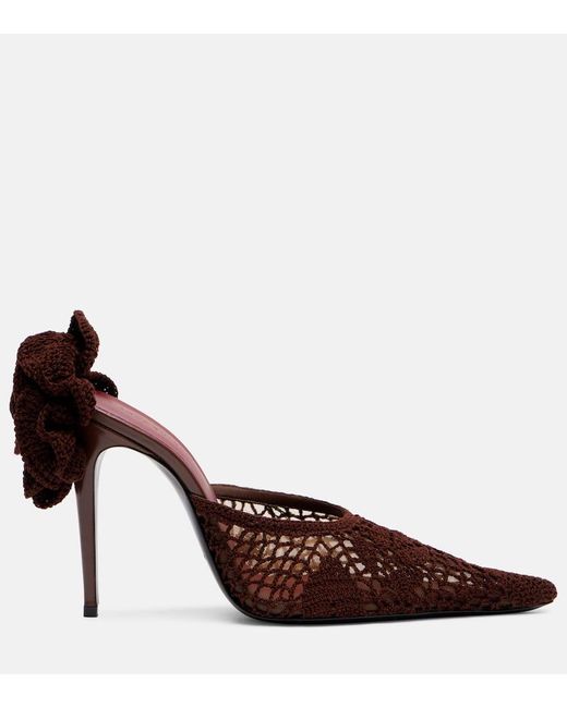 Magda Butrym Red Floral-Applique Crochet Mules