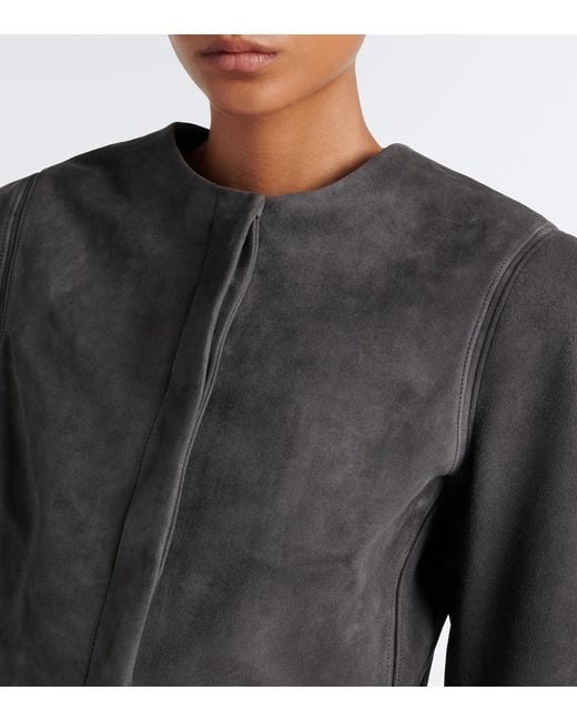 Alaïa Gray Cropped Suede Jacket
