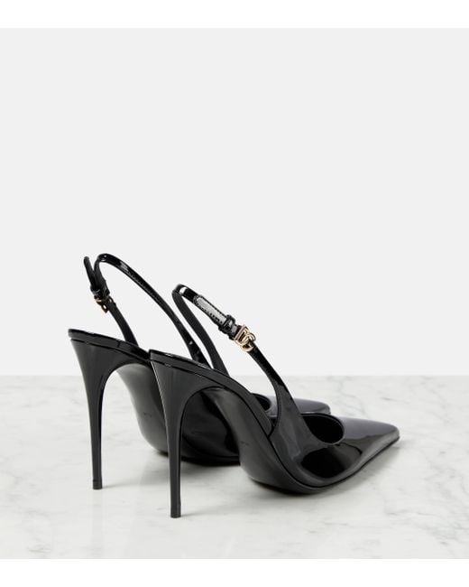 Dolce & Gabbana Black Patent Leather Slingback Pumps