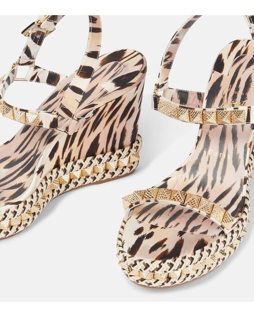 Christian Louboutin Metallic Pyraclou 110 Satin Wedge Sandal