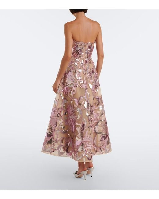 Elie Saab Pink Embellished Tulle Bustier Dress
