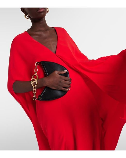 Valentino Red Caped Silk Gown