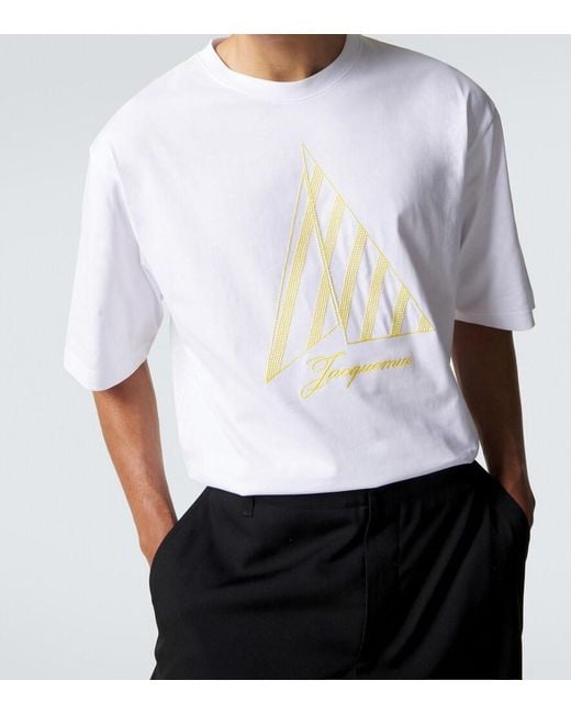Jacquemus White Voilier Embroidered Cotton Jersey T-Shirt for men