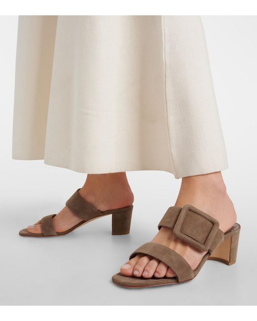 Manolo Blahnik Brown Newton 50 Suede Mules